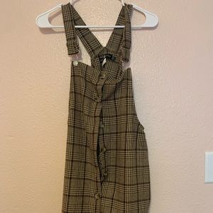Plaid overall dress